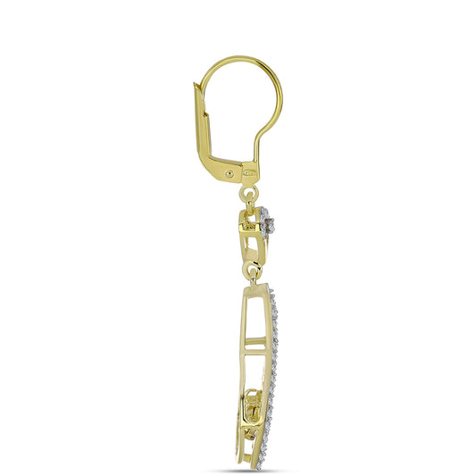 Cercei din Argint 925 Placat cu Aur ( 4.17 grame ) cu Diamant Alb și Topaz Alb 1.17 Carate