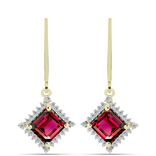 Cercei din Argint 925 Placat cu Aur ( 2.11 grame ) cu Granat Rodolit și Topaz Alb 3.17 Carate