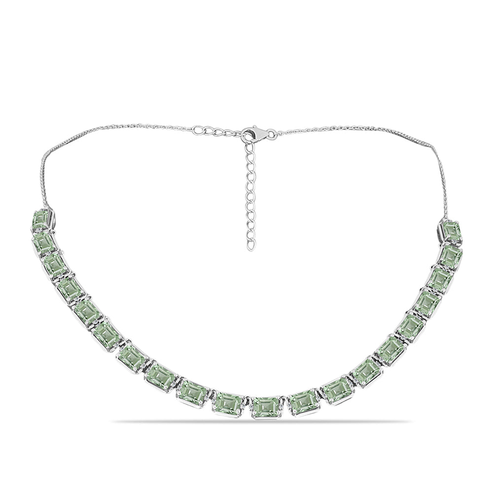 Colier din Argint 925 ( 13.82 grame ) cu Ametist Verde și Topaz Alb 18.38 Carate 1 