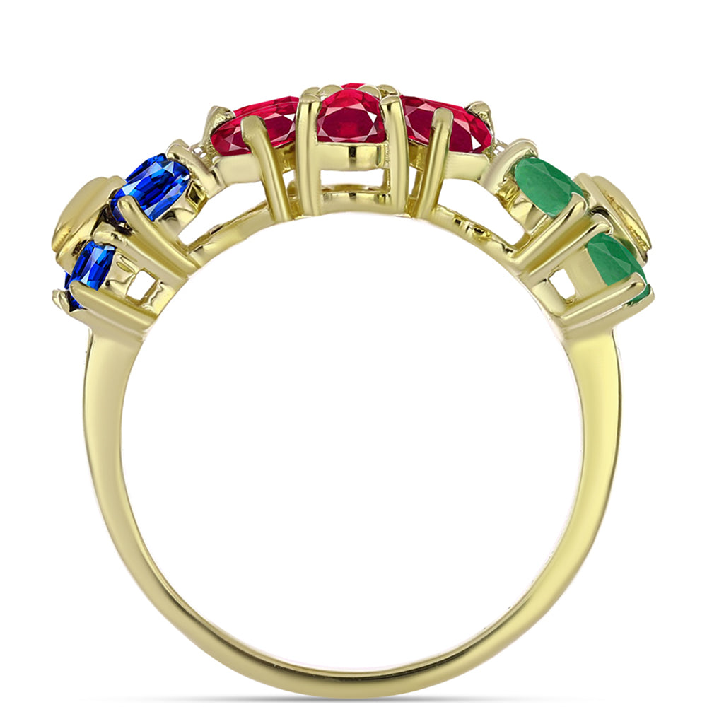 Inel din Argint 925 Placat cu Aur ( 3.57 grame ) cu Rubin Malagasy și Safir Albastru Australian 3.1 Carate