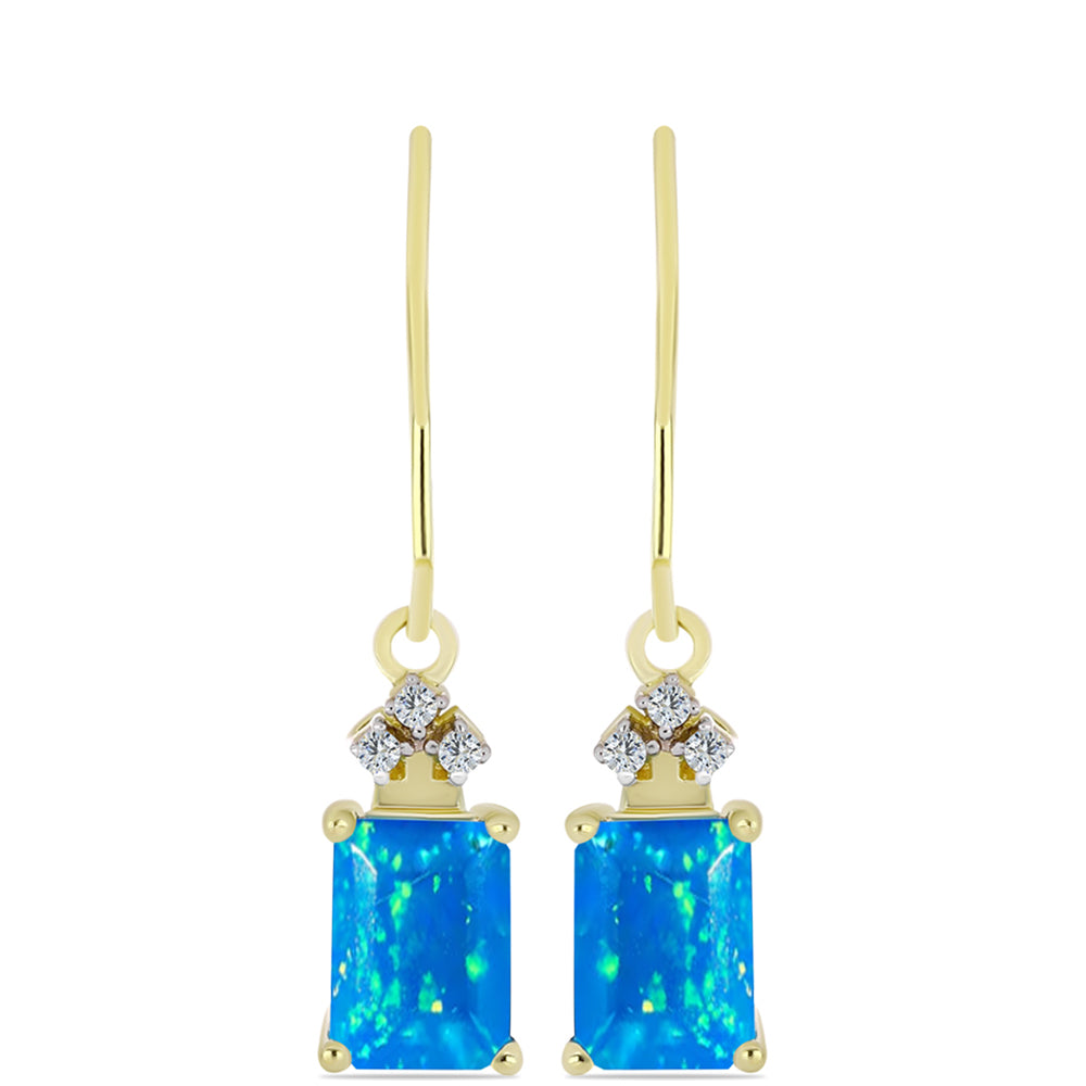 Cercei din Argint 925 Placat cu Aur ( 1.86 grame ) cu Opal Etiopian ”Paradis” și Topaz Alb 1.22 Carate 1 