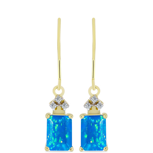 Cercei din Argint 925 Placat cu Aur ( 1.86 grame ) cu Opal Etiopian ”Paradis” și Topaz Alb 1.22 Carate
