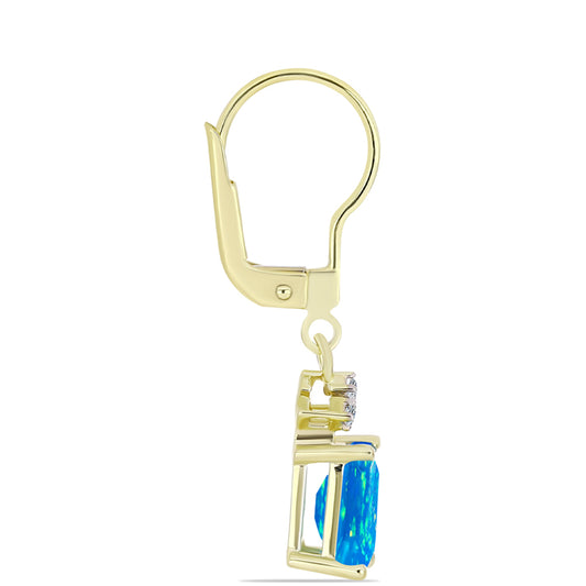 Cercei din Argint 925 Placat cu Aur ( 1.86 grame ) cu Opal Etiopian ”Paradis” și Topaz Alb 1.22 Carate