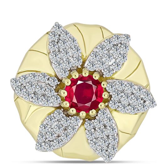 Pandantiv din Argint 925 Placat cu Aur ( 4.49 grame ) cu Rubin Malagasy și Topaz Alb 1.4 Carate