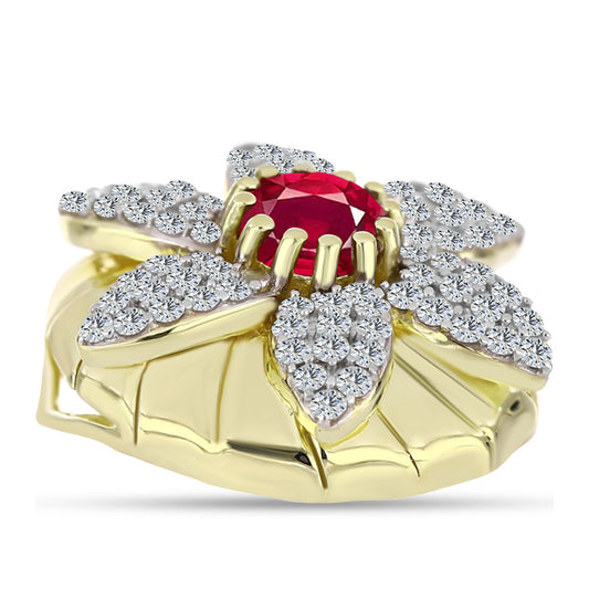 Pandantiv din Argint 925 Placat cu Aur ( 4.49 grame ) cu Rubin Malagasy și Topaz Alb 1.4 Carate