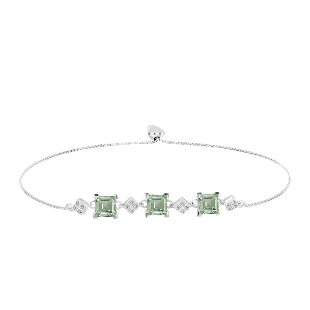 Brățară din Argint 925 ( 4.74 grame ) cu Ametist Verde și Topaz Alb 2.98 Carate