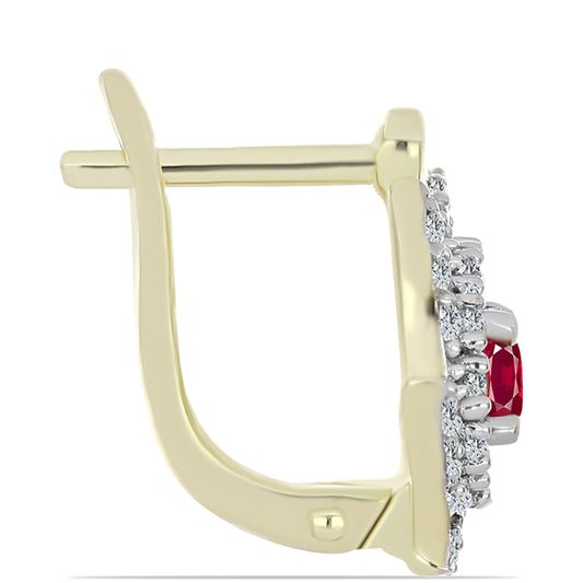 Cercei din Argint 925 Placat cu Aur ( 4.25 grame ) cu Rubin Malagasy și Topaz Alb 1.62 Carate