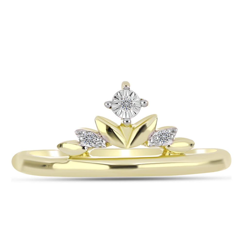 Inel din Argint 925 Placat cu Aur ( 2.35 grame ) cu Diamant Alb 0.03 Carate 1 