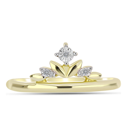 Inel din Argint 925 Placat cu Aur ( 2.35 grame ) cu Diamant Alb 0.03 Carate