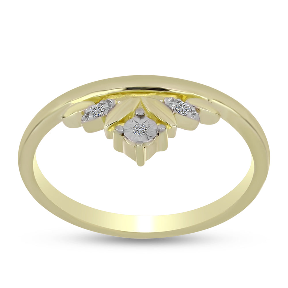 Inel din Argint 925 Placat cu Aur ( 2.35 grame ) cu Diamant Alb 0.03 Carate 3 