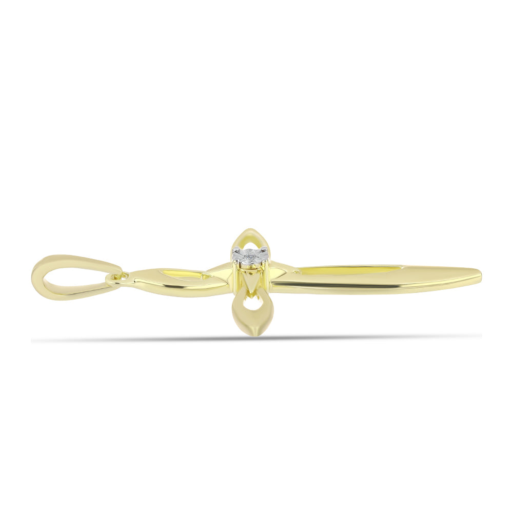 Cruce Pandantiv din Argint 925 Placat cu Aur ( 2.16 grame ) cu Diamant Alb 0.01 Carate