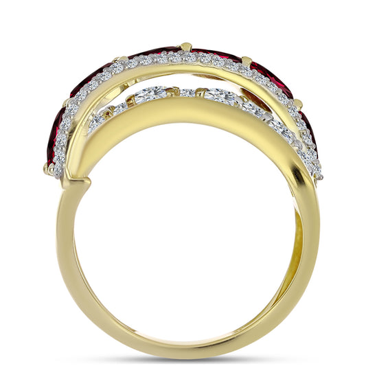 Inel din Argint 925 Placat cu Aur ( 5.23 grame ) cu Granat Rodolit și Topaz Alb 3.74 Carate