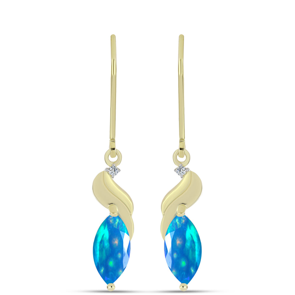 Cercei din Argint 925 Placat cu Aur ( 2.25 grame ) cu Opal Etiopian ”Paradis” și Topaz Alb 1.24 Carate