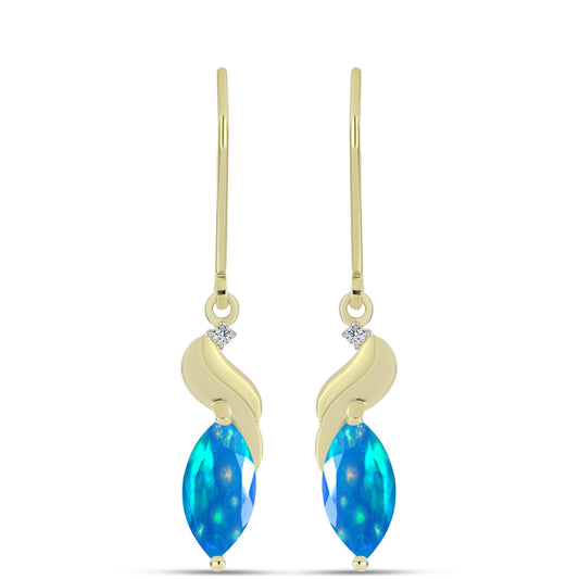 Cercei din Argint 925 Placat cu Aur ( 2.25 grame ) cu Opal Etiopian ”Paradis” și Topaz Alb 1.24 Carate