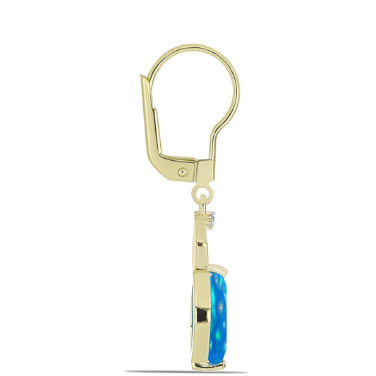 Cercei din Argint 925 Placat cu Aur ( 2.25 grame ) cu Opal Etiopian ”Paradis” și Topaz Alb 1.24 Carate