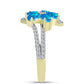 Inel din Argint 925 Placat cu Aur ( 3.1 grame ) cu Opal Etiopian ”Paradis” și Topaz Alb 1.28 Carate