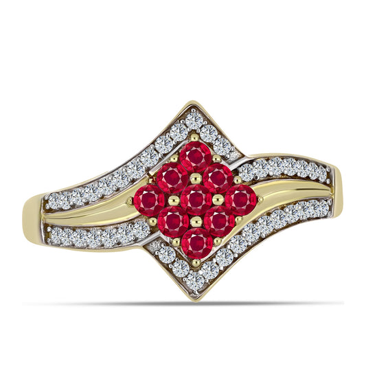 Inel din Argint 925 Placat cu Aur ( 3.17 grame ) cu Rubin Malagasy și Topaz Alb 0.91 Carate