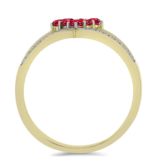 Inel din Argint 925 Placat cu Aur ( 3.17 grame ) cu Rubin Malagasy și Topaz Alb 0.91 Carate