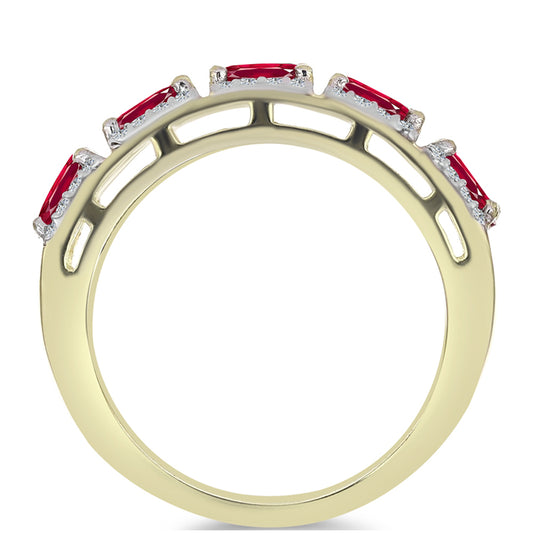 Inel din Argint 925 Placat cu Aur ( 3.7 grame ) cu Rubin Malagasy și Topaz Alb 1.94 Carate