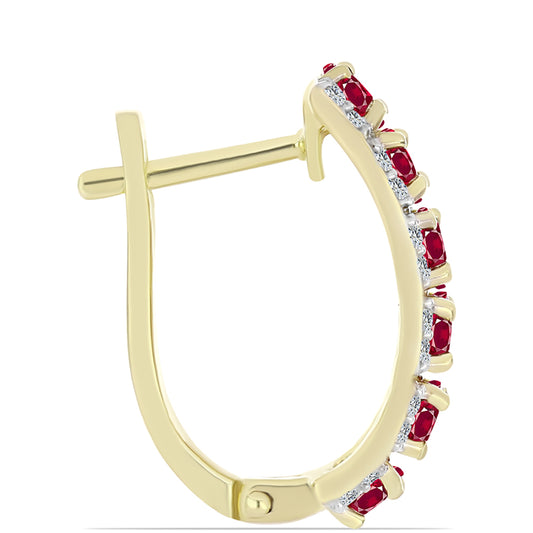 Cercei din Argint 925 Placat cu Aur ( 4.42 grame ) cu Rubin Malagasy și Topaz Alb 3.73 Carate