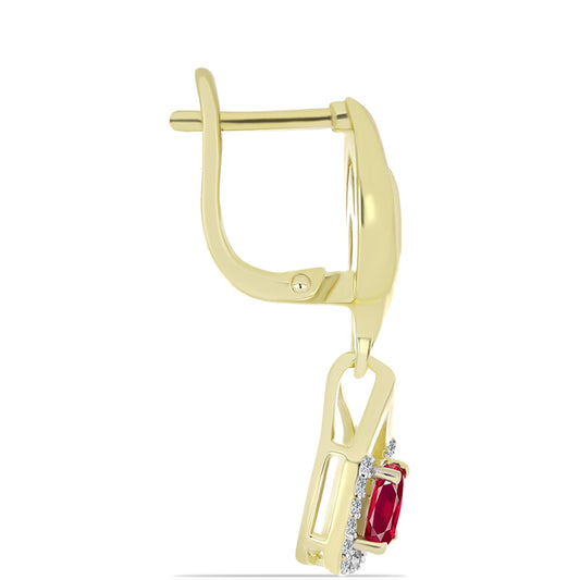 Cercei din Argint 925 Placat cu Aur ( 6.07 grame ) cu Rubin Malagasy și Topaz Alb 1.67 Carate