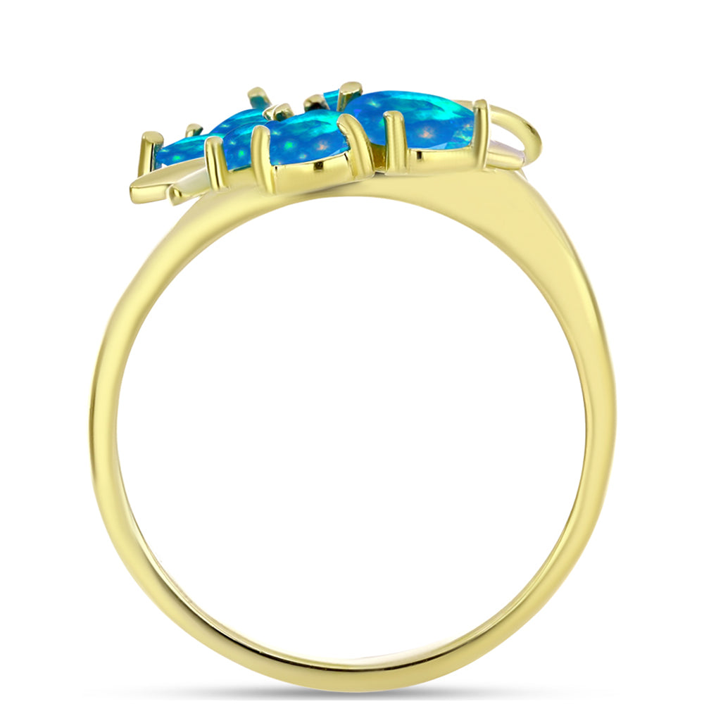 Inel din Argint 925 Placat cu Aur ( 3.23 grame ) cu Opal Etiopian ”Paradis” și Topaz Alb 0.92 Carate