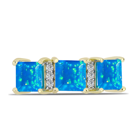 Inel din Argint 925 Placat cu Aur ( 3 grame ) cu Opal Etiopian ”Paradis” și Topaz Alb 2.09 Carate