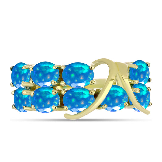 Inel din Argint 925 Placat cu Aur ( 3.32 grame ) cu Opal Etiopian ”Paradis” 1.83 Carate