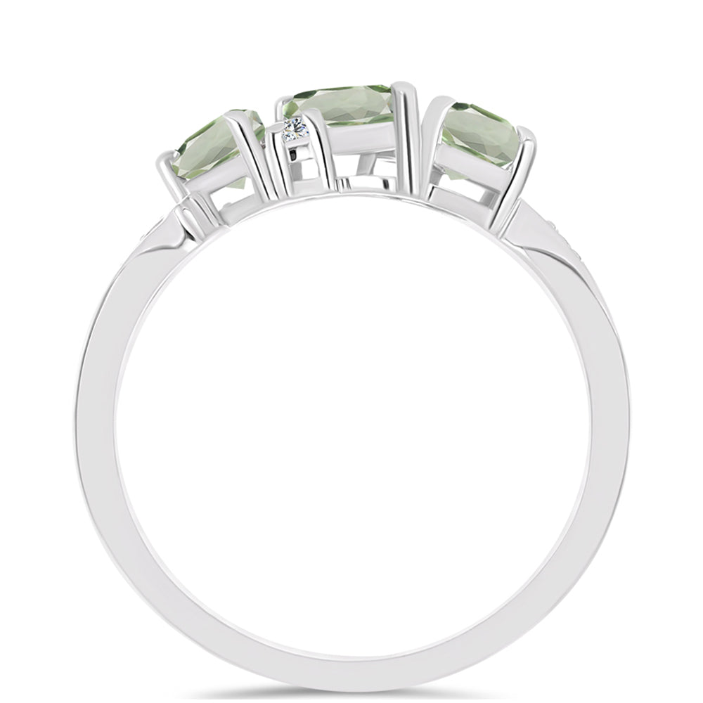 Inel din Argint 925 ( 2.93 grame ) cu Ametist Verde și Topaz Alb 1.44 Carate