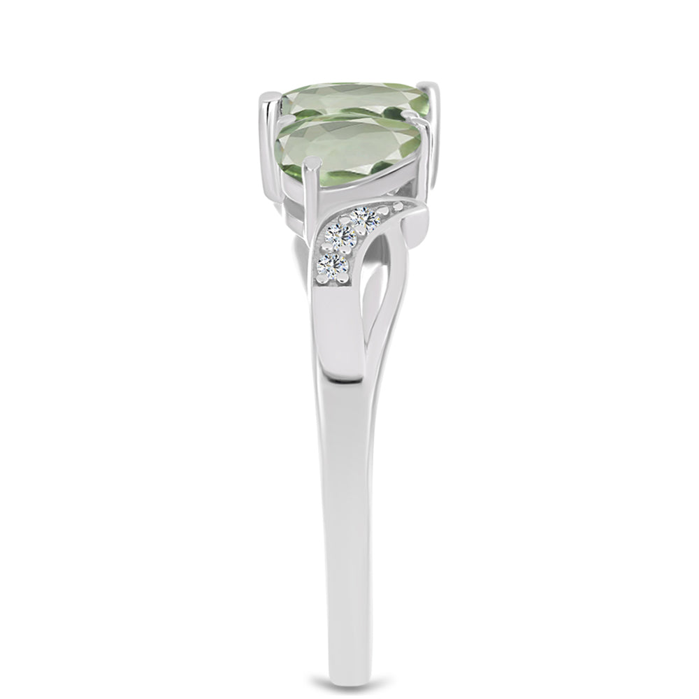Inel din Argint 925 ( 2.93 grame ) cu Ametist Verde și Topaz Alb 1.44 Carate 4 