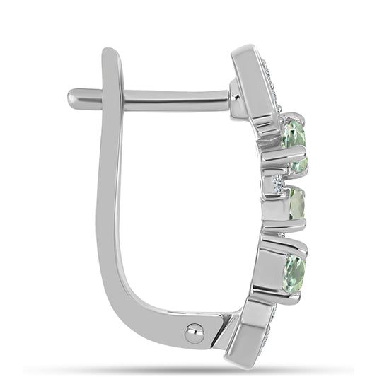 Cercei din Argint 925 ( 4.25 grame ) cu Ametist Verde și Topaz Alb 0.91 Carate