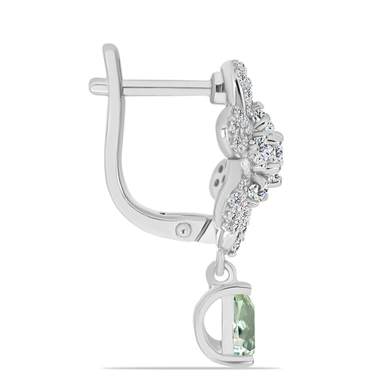 Cercei din Argint 925 ( 5.27 grame ) cu Ametist Verde și Topaz Alb 2.12 Carate