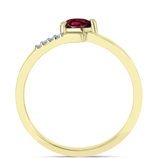 Inel din Argint 925 Placat cu Aur ( 1.45 grame ) cu Granat Rodolit și Topaz Alb 0.29 Carate