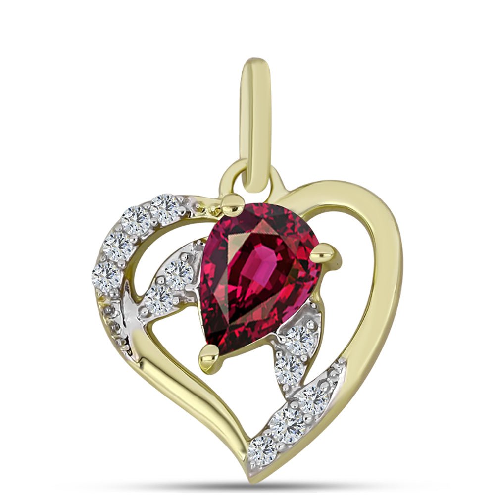 Pandantiv din Argint 925 Placat cu Aur ( 1.17 grame ) cu Granat Rodolit și Topaz Alb 0.84 Carate
