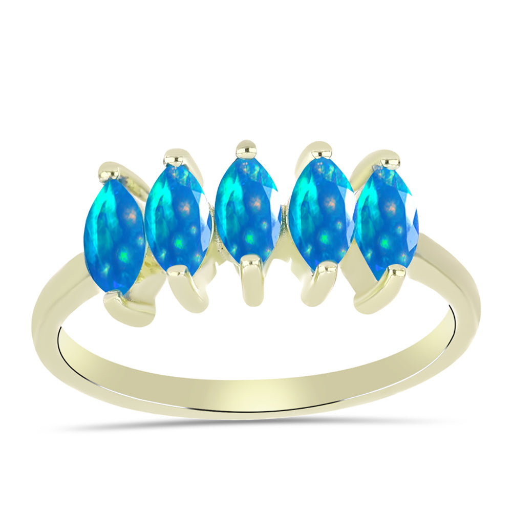 Inel din Argint 925 Placat cu Aur ( 2.33 grame ) cu Opal Etiopian ”Paradis” 0.71 Carate 3 