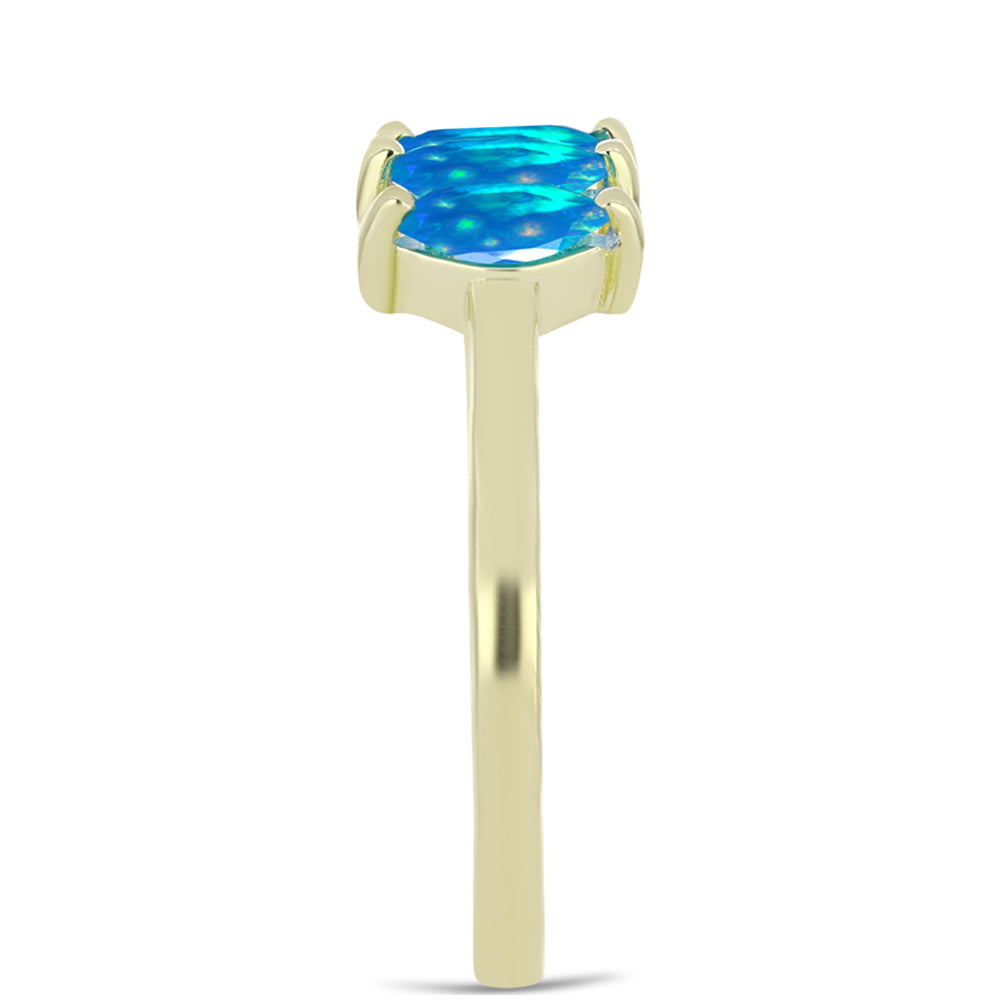 Inel din Argint 925 Placat cu Aur ( 2.33 grame ) cu Opal Etiopian ”Paradis” 0.71 Carate 4 