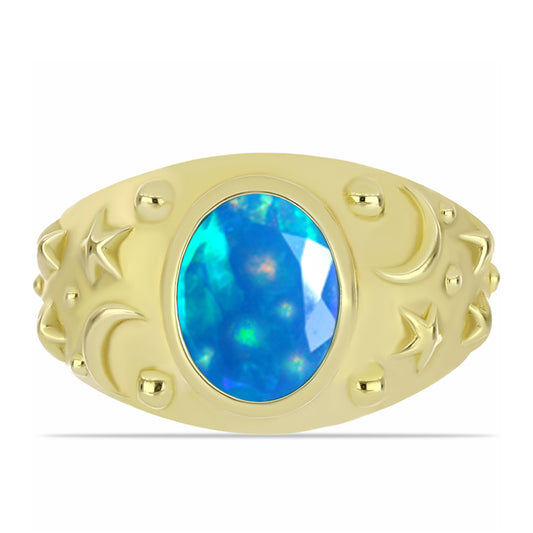 Inel din Argint 925 Placat cu Aur ( 4.08 grame ) cu Opal Etiopian ”Paradis” 1.09 Carate