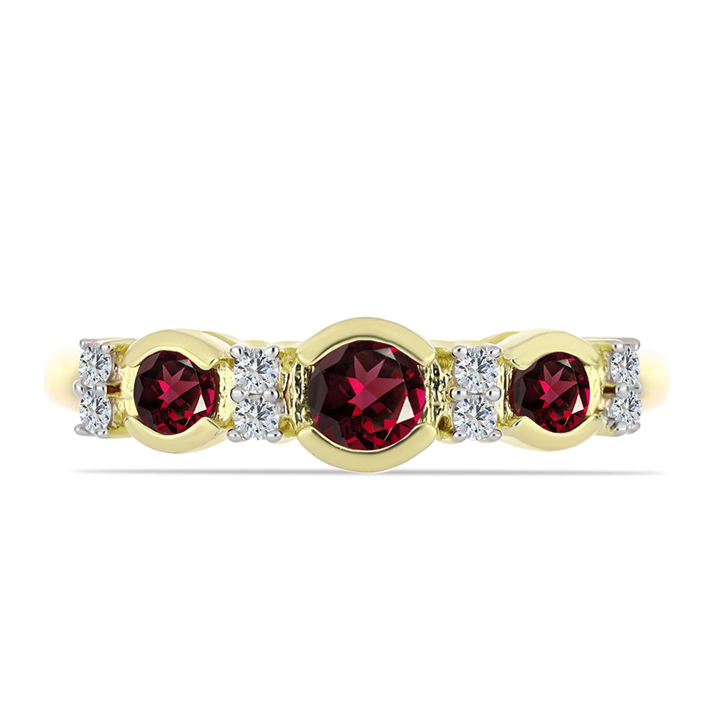 Inel din Argint 925 Placat cu Aur ( 1.92 grame ) cu Granat Rodolit și Topaz Alb 0.77 Carate