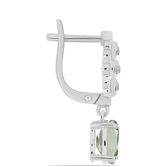 Cercei din Argint 925 ( 4.58 grame ) cu Ametist Verde și Topaz Alb 2.59 Carate