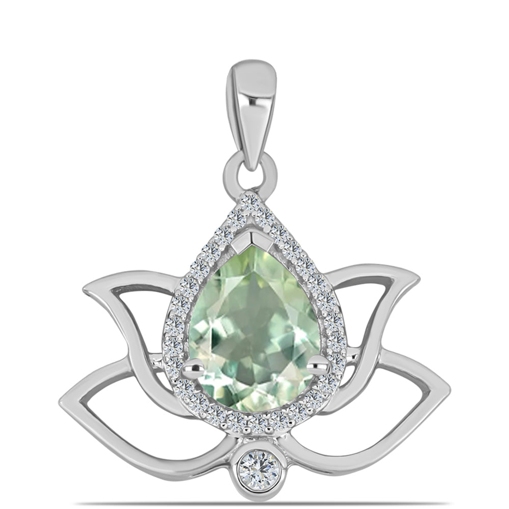 Pandantiv din Argint 925 ( 1.76 grame ) cu Ametist Verde și Topaz Alb 1.68 Carate