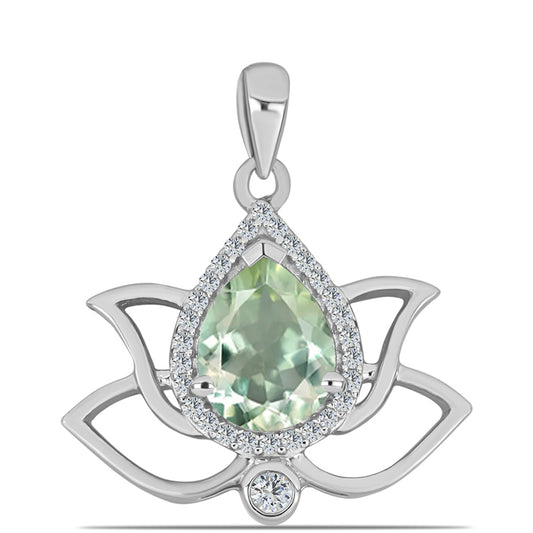 Pandantiv din Argint 925 ( 1.76 grame ) cu Ametist Verde și Topaz Alb 1.68 Carate