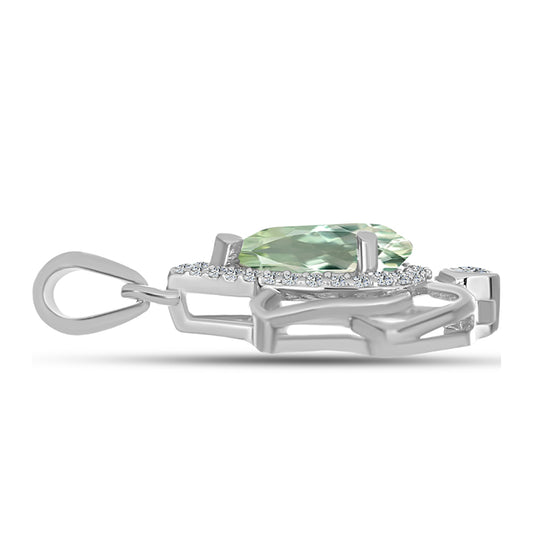 Pandantiv din Argint 925 ( 1.76 grame ) cu Ametist Verde și Topaz Alb 1.68 Carate