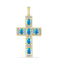 Cruce Pandantiv din Argint 925 Placat cu Aur ( 3.16 grame ) cu Opal Etiopian ”Paradis” și Topaz Alb 1.1 Carate