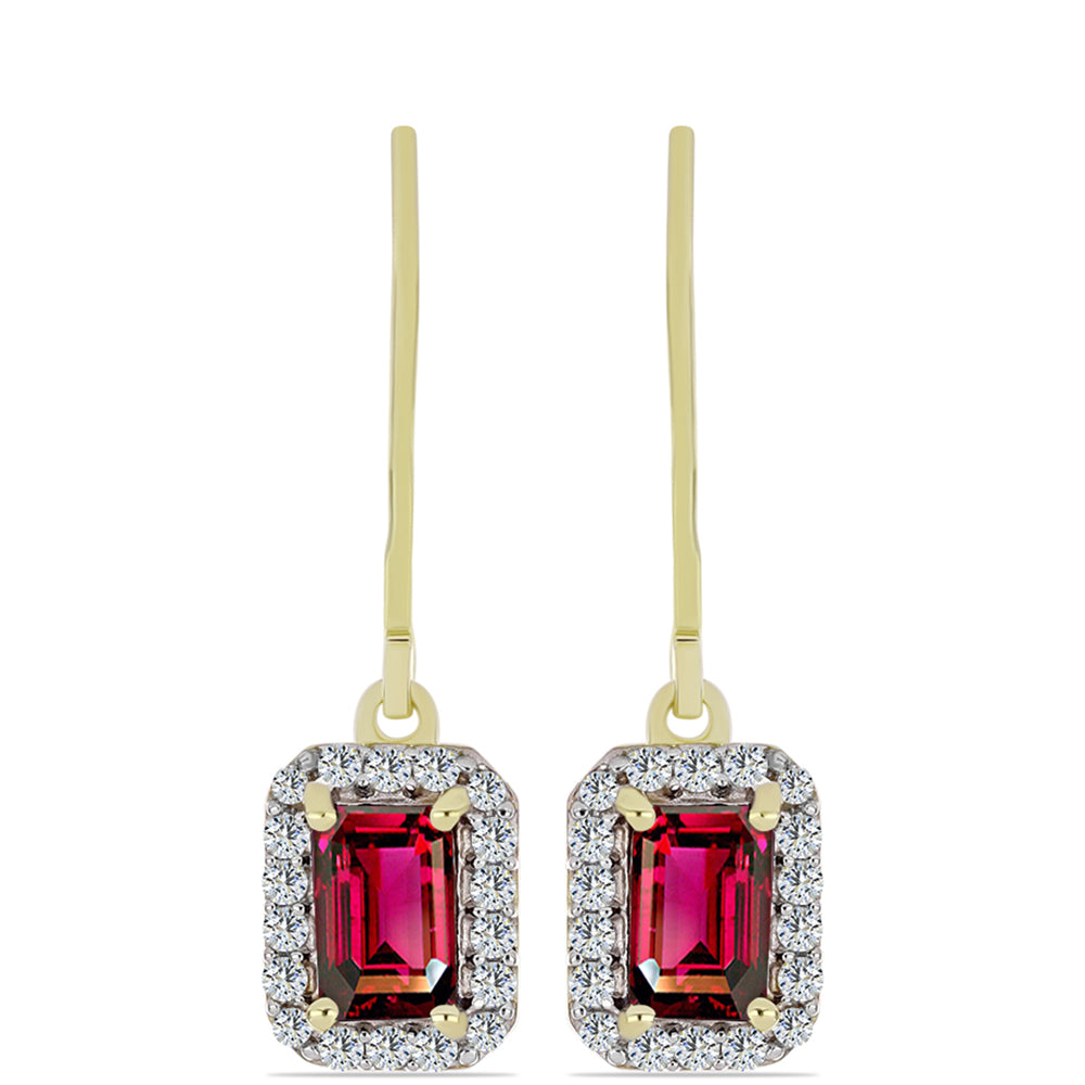 Cercei din Argint 925 Placat cu Aur ( 2.25 grame ) cu Granat Rodolit și Topaz Alb 1.88 Carate