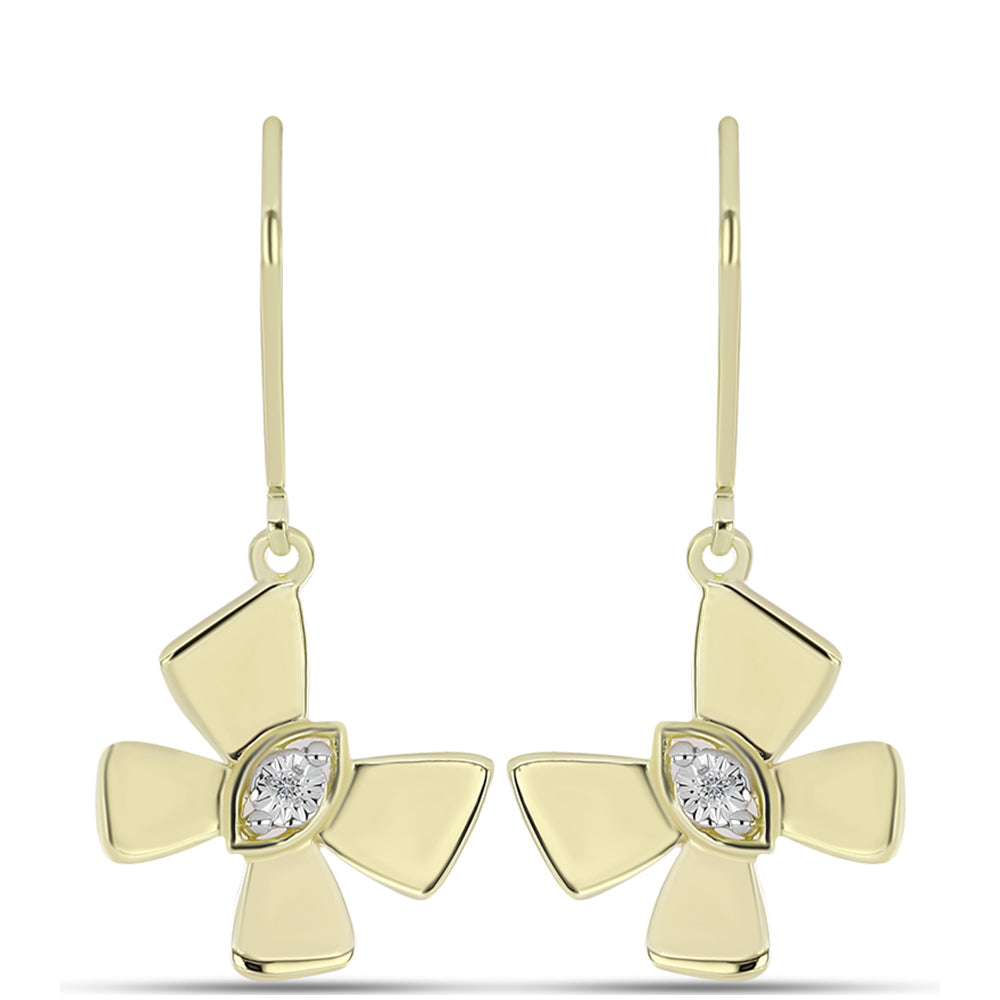 Cercei din Argint 925 Placat cu Aur ( 3.12 grame ) cu Diamant Alb 0.01 Carate