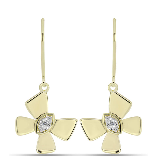 Cercei din Argint 925 Placat cu Aur ( 3.12 grame ) cu Diamant Alb 0.01 Carate