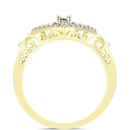 Inel din Argint 925 Placat cu Aur ( 4.29 grame ) cu Diamant Alb și Topaz Alb 0.39 Carate