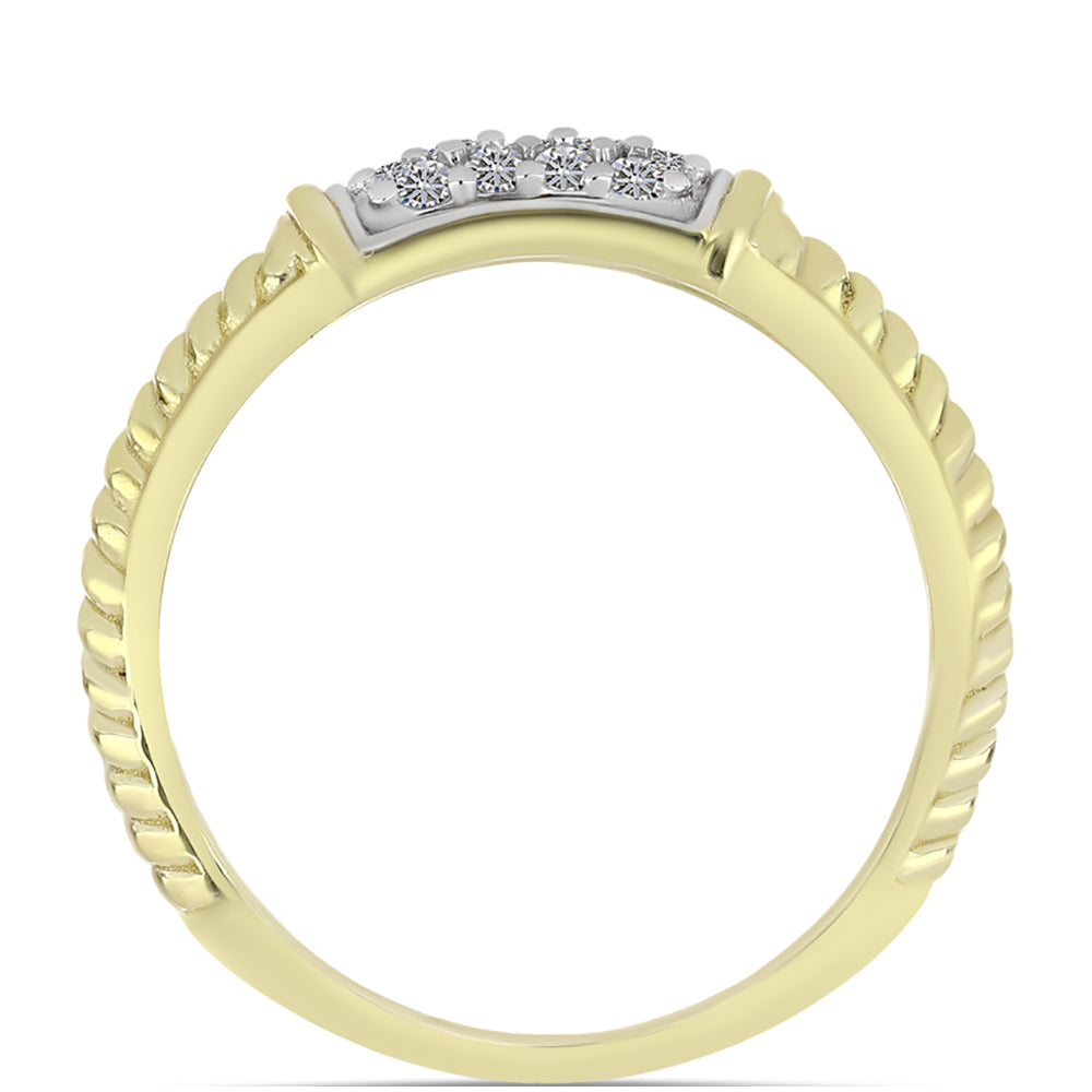 Inel din Argint 925 Placat cu Aur ( 2.84 grame ) cu Diamant Alb 0.19 Carate