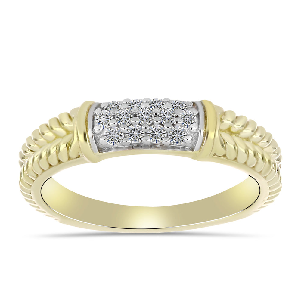 Inel din Argint 925 Placat cu Aur ( 2.84 grame ) cu Diamant Alb 0.19 Carate