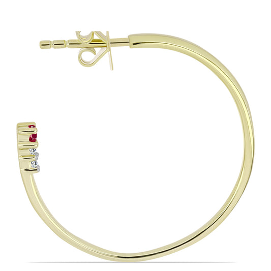 Cercei din Argint 925 Placat cu Aur ( 4.12 grame ) cu Rubin Malagasy și Topaz Alb 0.19 Carate